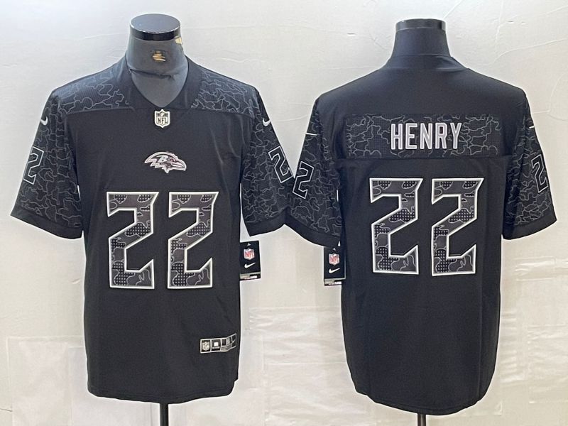 Men Baltimore Ravens 22 Henry Nike Black RFLCTV Limited NFL Jersey